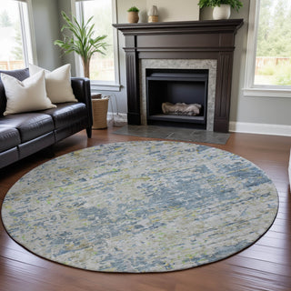 Piper Looms Mayfield Modern AMF1128 Blue Machine Washable Area Rug Round Lifestyle Image Feature