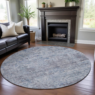 Piper Looms Mayfield Modern AMF1128 Sky Machine Washable Area Rug Round Lifestyle Image Feature