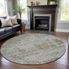 Piper Looms Mayfield Modern AMF1128 Taupe Machine Washable Area Rug Round Lifestyle Image Feature