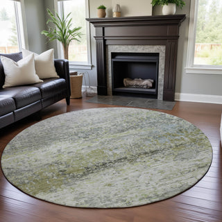 Piper Looms Mayfield Modern AMF1129 Aloe Machine Washable Area Rug Round Lifestyle Image Feature
