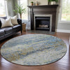 Piper Looms Mayfield Modern AMF1129 Blue Machine Washable Area Rug Round Lifestyle Image Feature