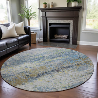 Piper Looms Mayfield Modern AMF1129 Blue Machine Washable Area Rug Round Lifestyle Image Feature