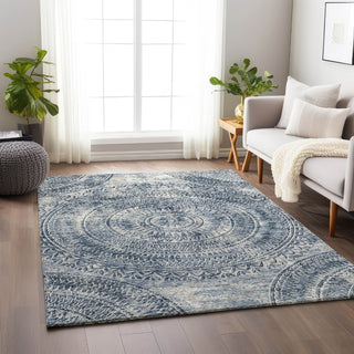 Piper Looms Mayfield Medallion AMF113 Blue Machine Washable Area Rug Lifestyle Image Feature