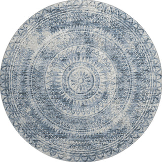 Piper Looms Mayfield Medallion AMF113 Blue Machine Washable Area Rug Round Main Image