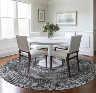 Piper Looms Mayfield Medallion AMF113 Gray Machine Washable Area Rug Round Lifestyle Image Feature