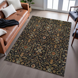 Piper Looms Mayfield Global AMF1130 Black Machine Washable Area Rug Lifestyle Image Feature
