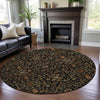 Piper Looms Mayfield Global AMF1130 Black Machine Washable Area Rug Round Lifestyle Image Feature