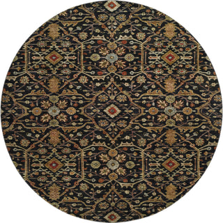 Piper Looms Mayfield Global AMF1130 Black Machine Washable Area Rug Round Main Image
