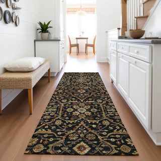 Piper Looms Mayfield Global AMF1130 Black Machine Washable Area Rug Runner Lifestyle Image Feature