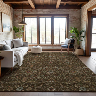Piper Looms Mayfield Global AMF1130 Chocolate Machine Washable Area Rug Lifestyle Image Feature