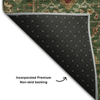 Piper Looms Mayfield Global AMF1130 Emerald Machine Washable Area Rug Backing Image