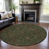 Piper Looms Mayfield Global AMF1130 Emerald Machine Washable Area Rug Round Lifestyle Image Feature