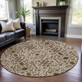Piper Looms Mayfield Global AMF1130 Ivory Machine Washable Area Rug Round Lifestyle Image Feature