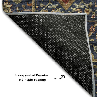 Piper Looms Mayfield Global AMF1130 Navy Machine Washable Area Rug Backing Image