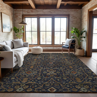 Piper Looms Mayfield Global AMF1130 Navy Machine Washable Area Rug Lifestyle Image Feature