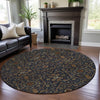 Piper Looms Mayfield Global AMF1130 Navy Machine Washable Area Rug Round Lifestyle Image Feature