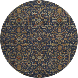Piper Looms Mayfield Global AMF1130 Navy Machine Washable Area Rug Round Main Image
