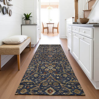 Piper Looms Mayfield Global AMF1130 Navy Machine Washable Area Rug Runner Lifestyle Image Feature