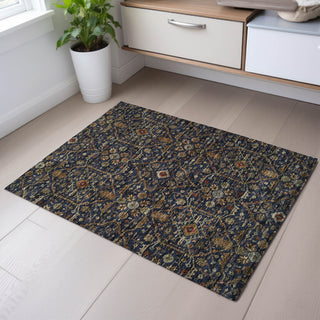 Piper Looms Mayfield Global AMF1130 Navy Machine Washable Area Rug Scatter Lifestyle Image Feature