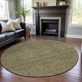 Piper Looms Mayfield Global AMF1131 Orange Machine Washable Area Rug Round Lifestyle Image Feature