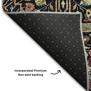 Piper Looms Mayfield Global AMF1132 Black Machine Washable Area Rug Backing Image