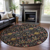 Piper Looms Mayfield Global AMF1132 Black Machine Washable Area Rug Round Lifestyle Image Feature