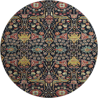 Piper Looms Mayfield Global AMF1132 Black Machine Washable Area Rug Round Main Image