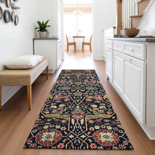 Piper Looms Mayfield Global AMF1132 Black Machine Washable Area Rug Runner Lifestyle Image Feature