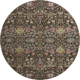 Piper Looms Mayfield Global AMF1132 Chocolate Machine Washable Area Rug Round Main Image