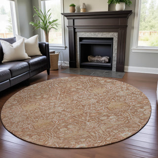 Piper Looms Mayfield Global AMF1133 Coral Machine Washable Area Rug Round Lifestyle Image Feature