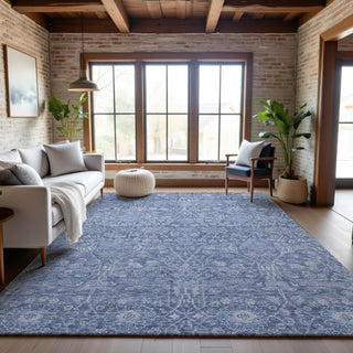 Piper Looms Mayfield Global AMF1133 Denim Machine Washable Area Rug Lifestyle Image Feature