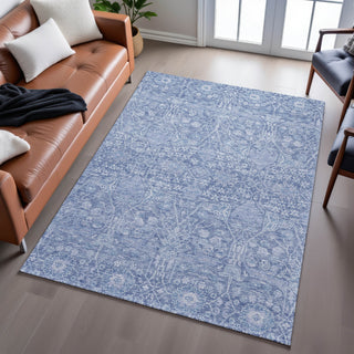 Piper Looms Mayfield Global AMF1133 Denim Machine Washable Area Rug Lifestyle Image Feature