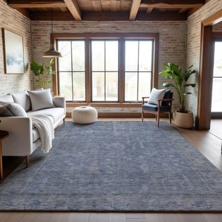 Piper Looms Mayfield Global AMF1135 Denim Machine Washable Area Rug Lifestyle Image Feature