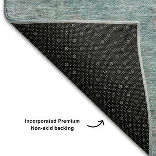 Piper Looms Mayfield Global AMF1135 Teal Machine Washable Area Rug Backing Image
