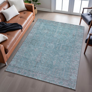 Piper Looms Mayfield Global AMF1135 Teal Machine Washable Area Rug Lifestyle Image Feature