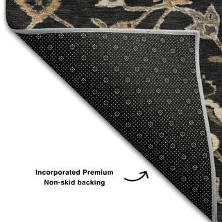 Piper Looms Mayfield Global AMF1137 Black Machine Washable Area Rug Backing Image