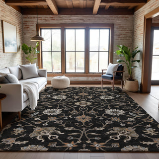 Piper Looms Mayfield Global AMF1137 Black Machine Washable Area Rug Lifestyle Image Feature