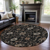 Piper Looms Mayfield Global AMF1137 Black Machine Washable Area Rug Round Lifestyle Image Feature