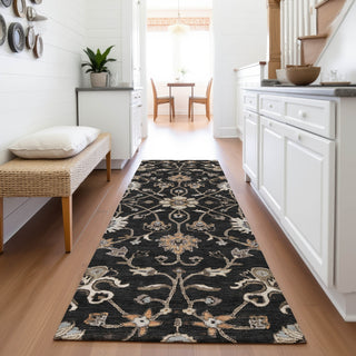 Piper Looms Mayfield Global AMF1137 Black Machine Washable Area Rug Runner Lifestyle Image Feature