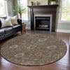 Piper Looms Mayfield Global AMF1137 Brown Machine Washable Area Rug Round Lifestyle Image Feature