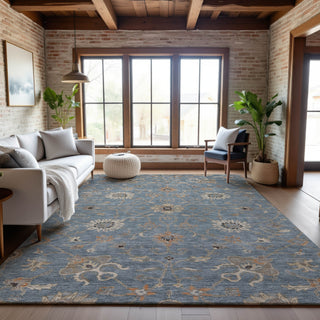 Piper Looms Mayfield Global AMF1137 Denim Machine Washable Area Rug Lifestyle Image Feature