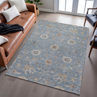 Piper Looms Mayfield Global AMF1137 Denim Machine Washable Area Rug Lifestyle Image Feature