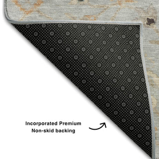 Piper Looms Mayfield Global AMF1137 Gray Machine Washable Area Rug Backing Image