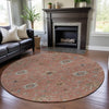 Piper Looms Mayfield Global AMF1137 Pink Machine Washable Area Rug Round Lifestyle Image Feature