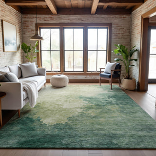 Piper Looms Mayfield Watercolors AMF1138 Green Machine Washable Area Rug Lifestyle Image Feature