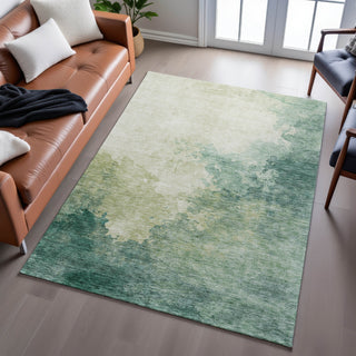 Piper Looms Mayfield Watercolors AMF1138 Green Machine Washable Area Rug Lifestyle Image Feature