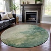 Piper Looms Mayfield Watercolors AMF1138 Green Machine Washable Area Rug Round Lifestyle Image Feature