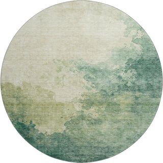 Piper Looms Mayfield Watercolors AMF1138 Green Machine Washable Area Rug Round Main Image
