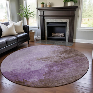 Piper Looms Mayfield Watercolors AMF1138 Lavender Machine Washable Area Rug Round Lifestyle Image Feature