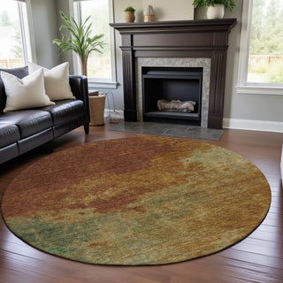 Piper Looms Mayfield Watercolors AMF1138 Paprika Machine Washable Area Rug Round Lifestyle Image Feature